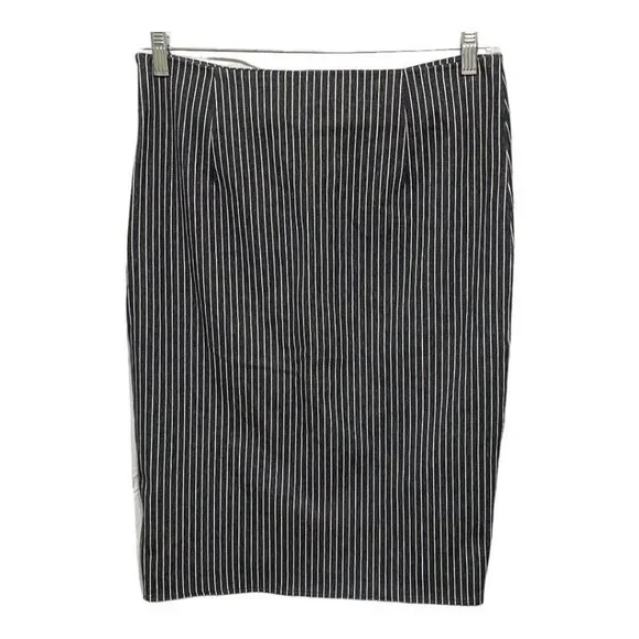 Banana Republic Size 8 Grey White Striped Bow Detail Pencil Skirt - Picture 3 of 6